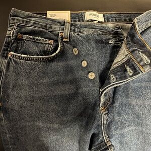 BRAND NEW AGOLDE BLUE DENIM CRISSCROSS JEANS